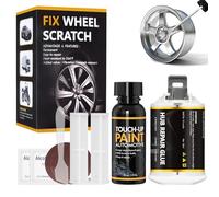 WEILAOK Alufelgen Reparatur Set, Alufelgen Lack, Felgen Reparaturset, Reifenreparaturse, Radreparaturkleber felgen Lack zur Reparatur von Kratzern, Dellen und Anderen Leichtmetallfelgen, Silbergrau