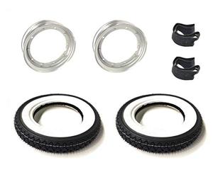 Weißwand Reifen-Felgen Satz 3.00-10 - passend für Vespa PK 50, 80, 125 N XL - K333 Reifen + Felgen + Schläuche mit 90° Ventil