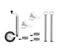 Wellogic Anhänger Zubehör Set 10-teilig - Stützrad, Abstellstützen, Unterlegkeile mit Halter - Komplettset für PKW Anhänger & Wohnwagen
