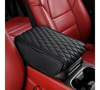 WENGONG Leder Armlehnenkissen für Renault Arkana Austral Captur Clio Espace Duster Kadjar Koleos, Mittelkonsole Große Aufbewahrungsbox Schwarze Nähteund Strapazierfähiges Leder,Black-32 * 16 * 5