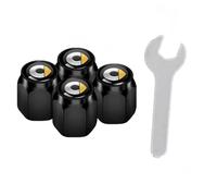 WENINETIES 4 Stück Reifenventilkappen für Smart EQ fortwo (C453) 2020-, mit Beschriftung Ideal Zum Einlagern mit Gummiring Dichtung Metall Reifenwechsel Valve Caps,Black