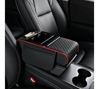 WENINETIES Armlehnen Polster Auto für Audi Q5 3 (III) GU ab.Bj 2024 2025 2026+, Mittelarmlehne Auto Erhöhung mit Getränkehalter & Seitentasche, Organizer Box,Black-Red