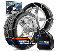 WERKTHOR 2x Schneeketten - Zugelassene Schneeketten für PKW - Optimaler Grip & Einfache Montage - Schneekette aus Metall - Für verschiedenen Reifengrößen