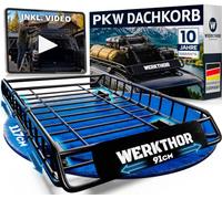 WERKTHOR Dachkorb Auto 117x91,5x12 cm - Dachgepäckträger Korb mit 68 kg Traglast für Dachträger - Universal Dachgepäckträger aus Stahl mit Windabweiser - Gepäckträger Autodach Dachgitter