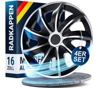 WERKTHOR Premium Radkappen 13-16 Zoll - Radkappen 16 Zoll 4er Set in Schwarz/Silber für idealen Felgenschutz - Schlagfest & bruchsicher - Autofelgen Radblenden