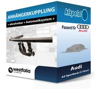 Westfalia Abnehmbare Anhängerkupplung für Audi A3 Sportback (8V) (BJ 07/2016-11/2019), Seat Leon IV (inkl Sportstourer) (KL1/KL8) (ab BJ 03/2020), Cupra Leon IV (inkl Sportstourer) (ab BJ 03/2020)