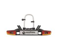 Westfalia Bikelander Fahrradträger für die Anhängerkupplung | Kupplungsträger für 2 Fahrräder | E-Bike geeignet | zusammenklappbar | LED-Hybrid-Leuchten, Schwarz,Silber