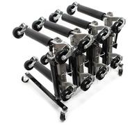 Wiltec Set Aufbewahrung für 4x Pkw Rangierhilfe und 4x Wagenheber, Rack Rollbar, Rangierheber hydraulisch je 680kg Tragkraft bis 30cm Reifenbreite