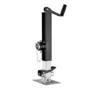 Wiltec Stützfuß 900 kg Kurbel Oben mit Rohrhalterung, höhenverstellbare Anhängerstütze mit Fußpedal, Abstellstütze für Wohnwagen und Anhänger, Wohnwagenstütze mit Sicherungsstift