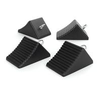 Wiltec Unterlegkeile 4er Set 205 x 125 x 100 mm aus Gummi, Bremskeil mit Ringschraube, Gummikeil für Anhänger, Wohnmobil, Pkw und Boot