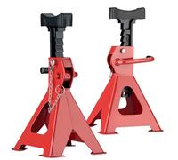 Wiltec Unterstellbock 2er Set, Stützbock bis 2 t, Böcke höhenverstellbar 26,5-43 cm, Arbeitsbock mit Sicherungsbolzen, Auto Bock rutschfestes Gummi
