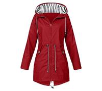 Winddichte Jacke für Damen, lässig, wind- und wetterfest, für Herbst und Winter, rot, 50