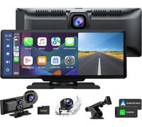 2.5K Dash Cam 9"Tragbarer Autoradio Apple CarPlay Android Auto GPS +1080P Kamera