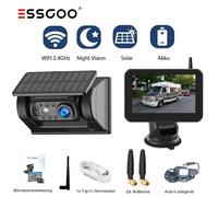Wireless Kabellos Rückfahrkamera 1080P 5" Monitor Solar für Auto KFZ Wohnmobil