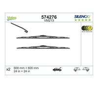 VALEO Silencio - VM213 - Set aus langlebigen und widerstandsfähigen Ganzjahres-Wischblättern für konventionelle Windschutzscheiben600mm/600mm - Vorne - Set mit 2 Wischerblättern - 574276