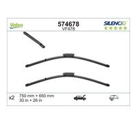 VALEO Silencio Wischer - VF478 - Leistungsstarke, hervorragende Sicht auf der Straße, einfache Montage - originale Flachblätter 750mm/650mm - Vorne - Set mit 2 Wischerblättern - 574678
