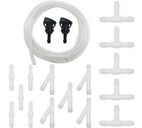 Wischwasserschlauch Reparaturset, CTRICALVER 5M Universal Scheibenwaschanlage Schlauch, Automotive Schlauch, mit 15 Stücke weiße Schlauchverbinder +2 pcs Sprühdüse