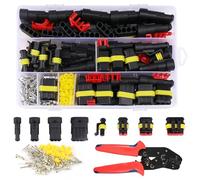 WIYETY KFZ Stecker KFZ Kabel Steckverbinder 352 Stück wasserdichte KFZ Kabel Steckverbinder+Crimper Zange, KFZ Stecker Auto Anschluss Kit,1/2/3/4/5/6 Polig Kabel Steckverbinder Stecker