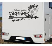 Wohnmobil Aufkleber Auto WOMO Camping follow your Dreams Pfeil Traumfänger 76