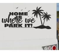 Wohnmobil Aufkleber Auto WOMO Camping HOME is where we park it Palme Möwe 113