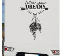 Wohnmobil Aufkleber Auto WOMO Camping Traumfänger follow your dreams Feder 80