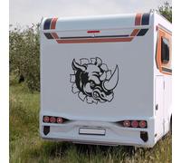 Wohnmobil Aufkleber Nashorn Kopf böse, Wunschgröße und Farbe, klein roß