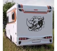 Wohnmobil Aufkleber Nashorn Kopf böse, Wunschgröße und Farbe, klein roß