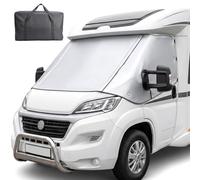 Wohnmobil-Frontscheibenabdeckung, Zwei Reißverschlüssen&Aufbewahrungstasche | für Fiat Ducato, Peugeot Boxer, Citroen Relay X250/X290(2006+), Silberne Scheibenabdeckung, Wasserdicht Anti-UV Frostschutz