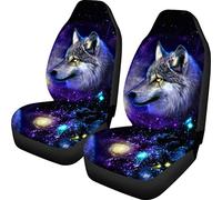 Woisttop Galaxy Wolf Autositzbezüge, langlebig, 2 Stück, passend für die meisten Autos, Lieferwagen, Vordersitze