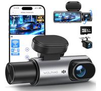 WOLFANG 4K 3 Kanal Dashcam Vorne Hinten Innen, WiFi Dash Cam Auto Kamera mit 3.19" IPS-Bildschirm, Super-Nachtsicht, Loop-Aufnahme, G-Sensor, 170-Grad-Weitwinkel WDR, Parkschutz, 32-SD-Karte