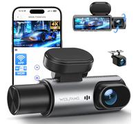 WOLFANG 4K 3 Kanal Dashcam Vorne Hinten Innen, WiFi Dash Cam Auto Kamera mit 3.19" IPS-Bildschirm, Super-Nachtsicht, Loop-Aufnahme, G-Sensor, 170-Grad-Weitwinkel WDR, Parkschutz