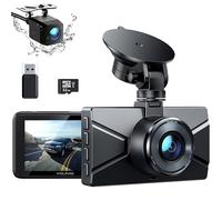 WOLFANG Dashcam Auto Vorne Hinten 2,5K+1080P Auto Kamera, Ultra Nachtsicht, 170°Weitwinkel, WDR, 24 Std. Parkmodus, G-Sensor, Loop-Aufnahme, Innen mit 32GB SD-Karte