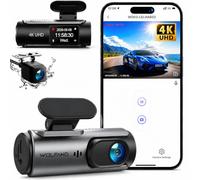 WOLFANG Dashcam Auto Vorne Hinten 4K/2,5K WiFi Dash Cam mit 32GB SD Karte, Ultra Nachtsicht, 170°Weitwinkel,WDR, 24 Std. Parkmodus, G-Sensor, Loop-Aufnahme