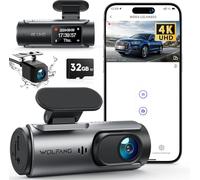 WOLFANG Dashcam Auto Vorne Hinten 4K/2,5K WiFi Dash Cam mit 32GB SD Karte, Ultra Nachtsicht, 170°Weitwinkel,WDR, 24 Std. Parkmodus, G-Sensor, Loop-Aufnahme