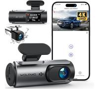 WOLFANG Dashcam Auto Vorne Hinten 4K WiFi Dash Cam, Ultra-Nachtsicht, 170°-Weitwinkel, WDR, 24 Std. Parkmodus, G-Sensor, Loop-Aufnahme