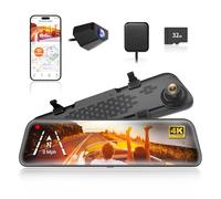 WOLFBOX 12" G840S 4K Spiegel Dashcam mit Rückfahrkamera, 5.8GHz WiFi Auto Kamera mit IPS-Touchscreen Dual Dash Cam Spiegel, Loop-Aufnahme und G-Sensor, Parküberwachung, GPS, kostenlose 32 GB-Karte
