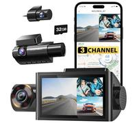 WOLFBOX i07 Dashcam, 3-Kanal Auto Dashcam Kamera mit WiFi GPS,4K für vorne & Innenraum, 1440P+1080P+1080P,3" LCD Super-IR-Nachtsicht,24-Stunden-Parkmonitor,Max 512 GB(kabellos Vorne&Hinten)