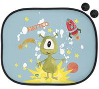 wolga-kreativ Sonnenschutz Auto Fenster Sonnenblende Verdunklung Baby Kinder personalisiert für Seitenscheiben Alien Junge mit Name Wunschname Bedruckt