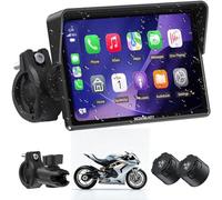 Wonsidary W522TPMS 5 Zoll Motorrad CarPlay Display mit TPMS & Android Auto | Motorrad Navi Display mit IP67 Wasserdichtes ,Dual Bluetooth, Sprachsteuerung, EQ，USB & ACC Anschluss für Motorrad Reisen
