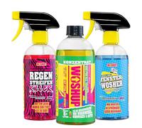 WOSHUP! Wohnwagen Reiniger 3-in-1 Set Starter Pack klein, Konzentrat + High Power Regenstreifen Killer + Fensterwosher 500 ml, mit Xtra Skin Schutzfilm, Reiniger für Camping, Caravan, Wohnmobil