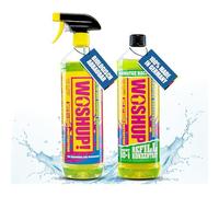WOSHUP! Wohnwagen Reiniger mit Xtra Skin Schutzfilm 1L High Power Konzentrat + Mischflasche Auto Reiniger für Camping, Caravan, Wohnmobil, Markise, GFK und Aluminium