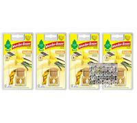 WUNDER-BAUM 4er Set Duftflakon von Wunderbaum - Duftrichtung Vanille - inkl. Original Glasreinigungstuch von SP Großhandel. (Vanille)