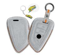 WUZUTU Smart Autoschlüssel Hülle Cover Kompatibel mit BMW 1 2 3 4er X1 X2 X3 X4 X5 X6 F15 F16 F86 Keyless Go Schutz Schlüsselmäppchen Schlüsselcover Schlüsselloser Zugang B-Hellgrau