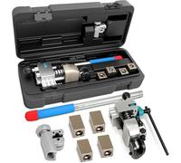 Wvoillty Professionelles Bördelwerkzeug für Bremsleitungen, 45-Grad-Einzel, Doppel- und Bubble-Bördelungen, inkl. Rohrabschneider, für 3/16", 1/4", 5/16", 3/8" und 4,75 mm Kupferrohre, Schwarz