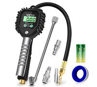 Digital Reifendruckprüfer und reifenfüller, WZTO Geeicht luftdruckprüfer 255 PSI Hohe Präzision Reifendruckmessgerät mit LCD-Bildschirm für alle Fahrzeuge LKW Motorrad (US&EU Standard Anschluss)