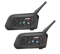 XiNOWY Motorradhelm Intercom V6, Bluetooth, Freisprecheinrichtung für 6 Fahrer, Reichweite 1200 m, HD-Qualität, wasserdicht, für Motorrad/Fahrrad/MTB (2 Stück)