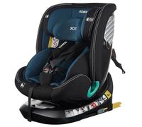 XOMAX G409 Kindersitz drehbar 360°, Standfuß, ISOFIX I mitwachsend I 0-36 kg, 0-12 Jahre, Gruppe 0+/1/2/3, 5-Punkt-Gurt, 3-Punkt-Gurt I Bezug waschbar I ECE R129 (blau-schwarz)