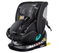XOMAX G409 Kindersitz drehbar 360°, Standfuß, ISOFIX I mitwachsend I 0-36 kg, 0-12 Jahre, Gruppe 0+/1/2/3, 5-Punkt-Gurt, 3-Punkt-Gurt I Bezug waschbar I ECE R129 (Dunkelgrau)