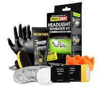 XPERTCHEMY Scheinwerfer Aufbereitung Set, Scheinwerfer Polierset Kit Entfernung Schwerer Gelbwärbung, Trübung und Flecken, Die Helligkeit der Scheinwerfer wiederherstellen, Headlight Restoration Kit