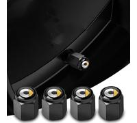 XRDSF 4 Stück Alu Ventilkappen Ventildeckel Set für Smart EQ fortwo 2020, Metall Autoventil Kappe Reifenmarkierer Valve Cap für Stabilen Reifendruck,Black